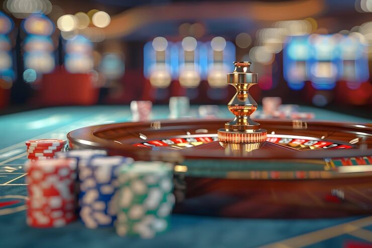 Live dealer action Live dealer dealing cards at lodecon Three Card Poker table